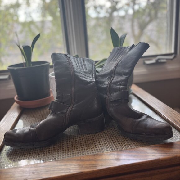 Brown Real Leather Bike Boots Women's Size 7 - Picture 10 of 11